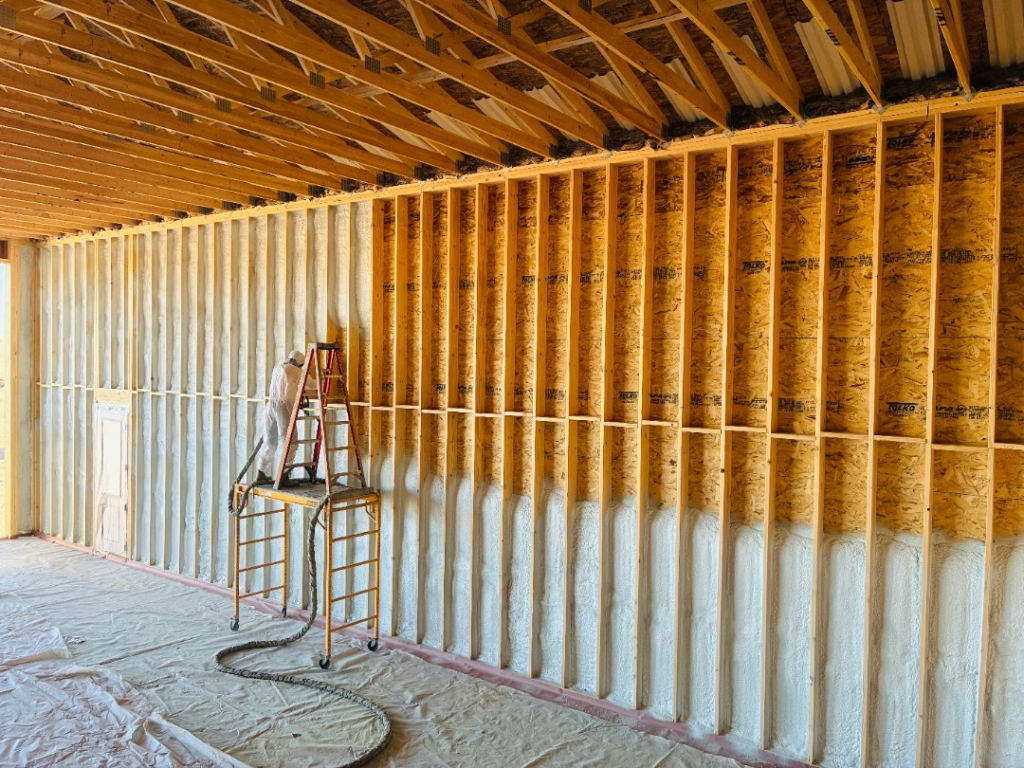 insulation foam spray in hangar project near Buffalo